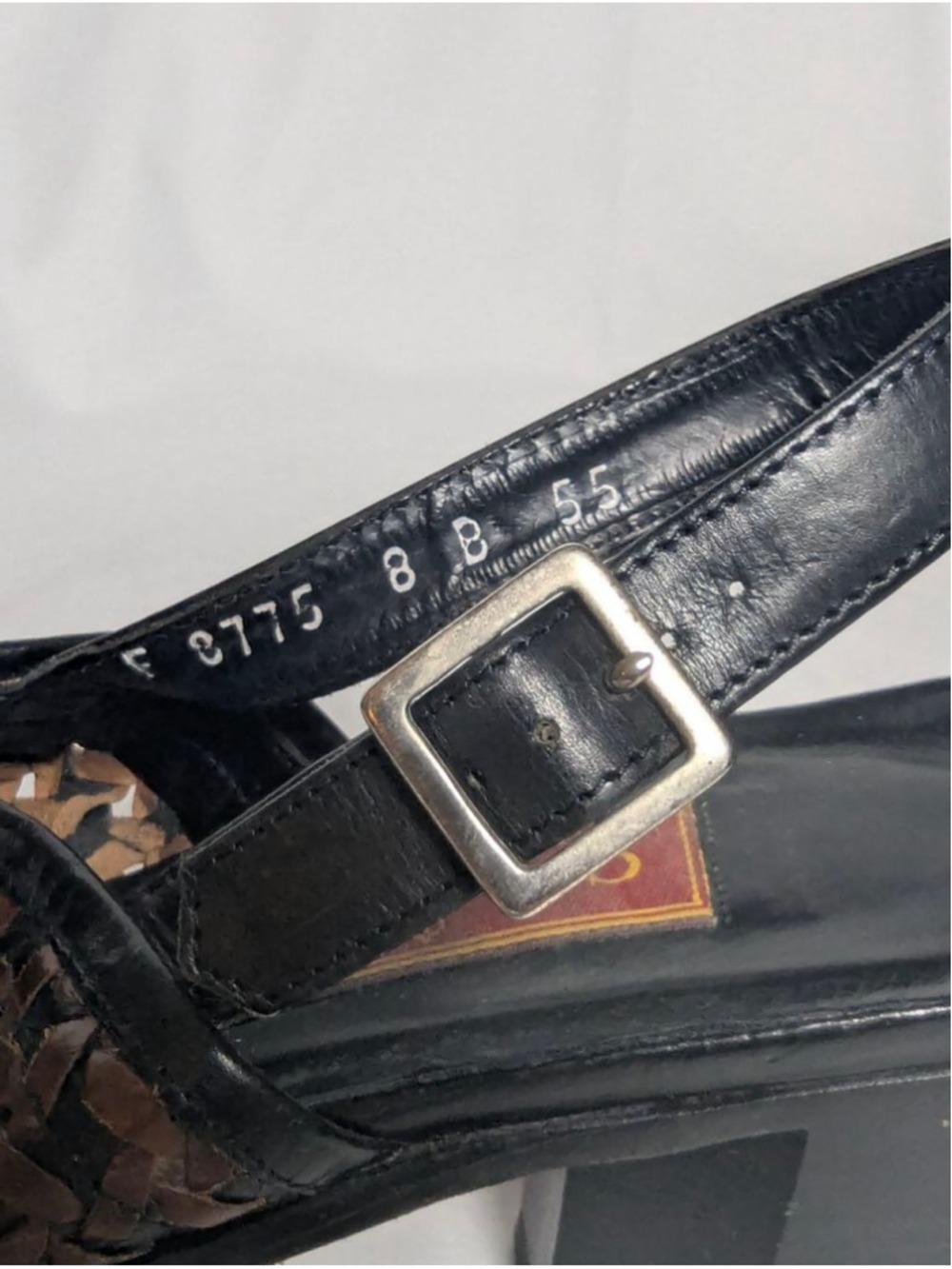 Cole Haan Italy Woven Leather Slingback Heels Brown Black Size 8 - Picture 6 of 9